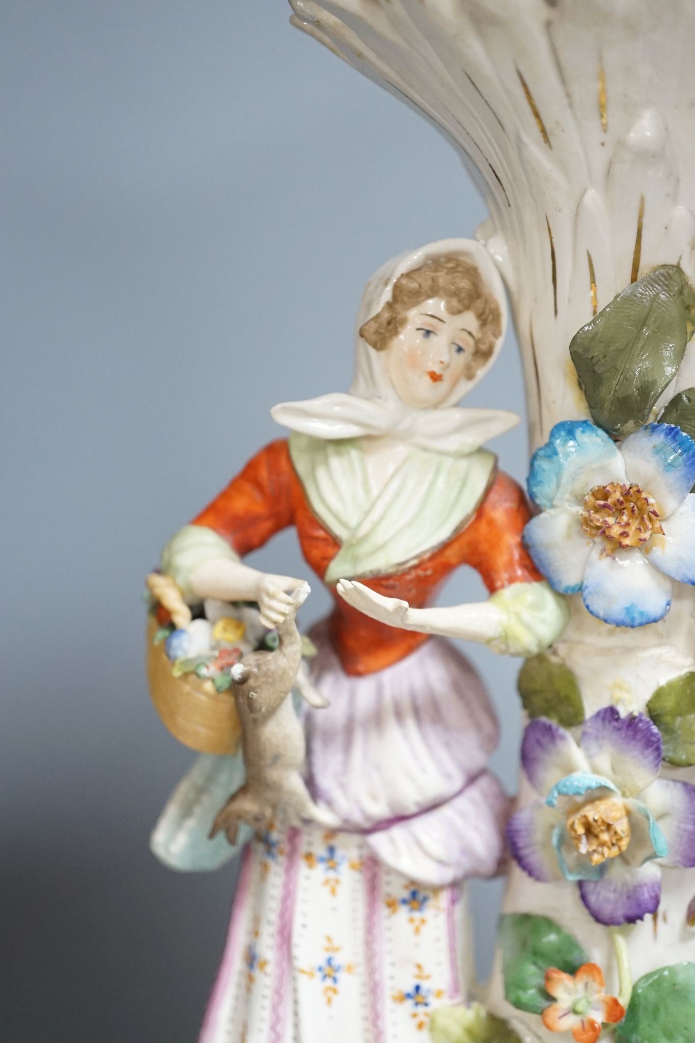 A Sitzendorf porcelain figural centrepiece, 49cm